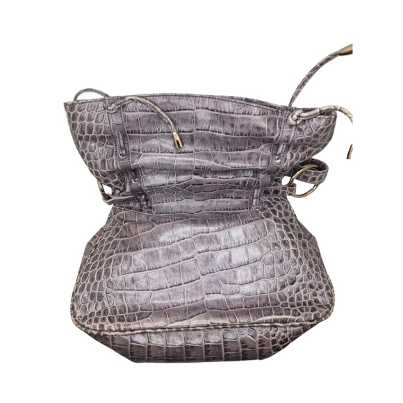 Emporio Armani Large Fold Over Leather Crocodile Embossed Bag & Change Pouch - Picture 4 of 13